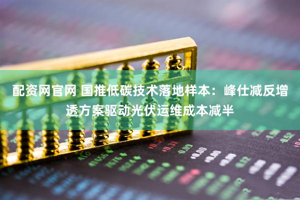 配资网官网 国推低碳技术落地样本：峰仕减反增透方案驱动光伏运维成本减半